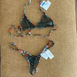 Rebel Mesh Multicolor Triangle Bikini Set